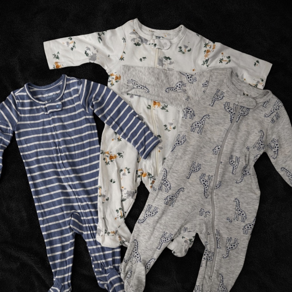 Carter's Blue and White Striped Baby Sleepers,  3M and 6M